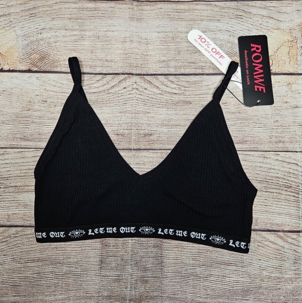 Romwe black gothic boho evil eye bralette bra